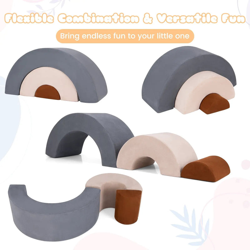 3 Piece Toddlers Climbing Toys Indoor Soft Play Equipment Playset-Grey by DirectDeals