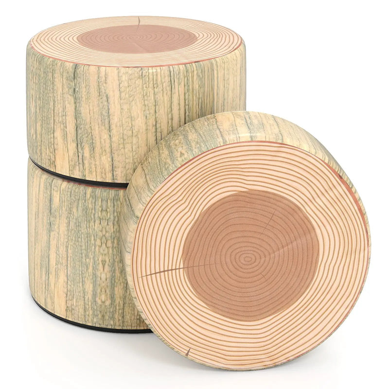3-Piece Tree Stump Stool Set with Wood Printing Nature Decoration by DirectDeals