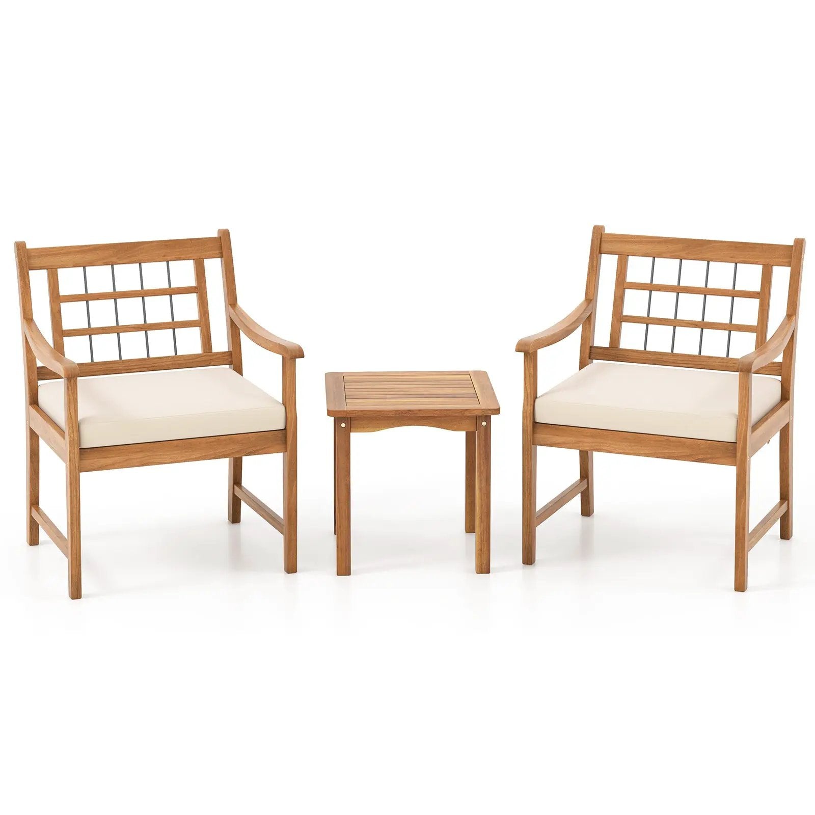 3 Piece Wood Patio Furniture Set with Seat Cushions and Acacia Wood Frame by DirectDeals