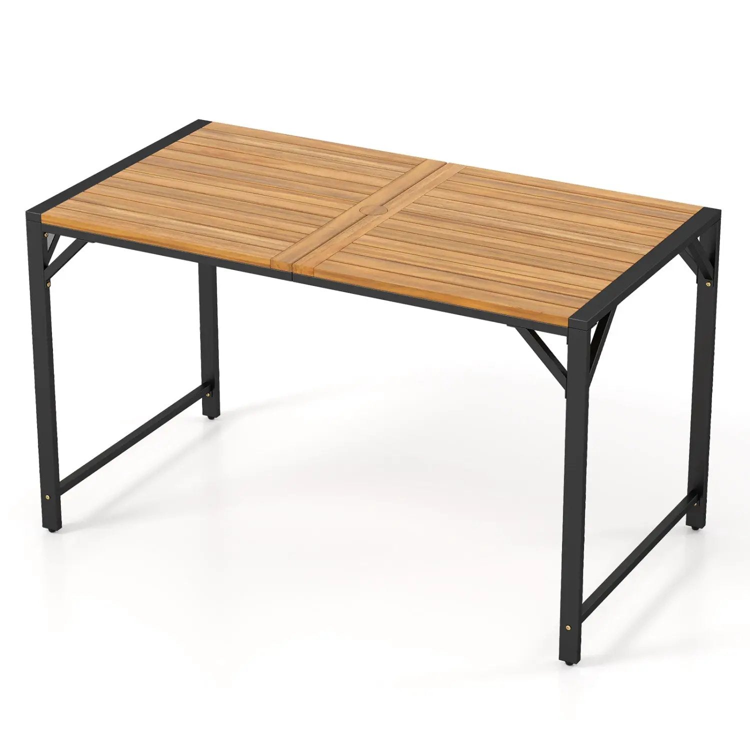 51" Acacia Wood Patio Dining Table with Umbrella Hole by DirectDeals