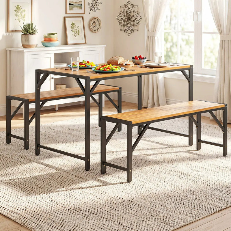 51" Acacia Wood Patio Dining Table with Umbrella Hole by DirectDeals
