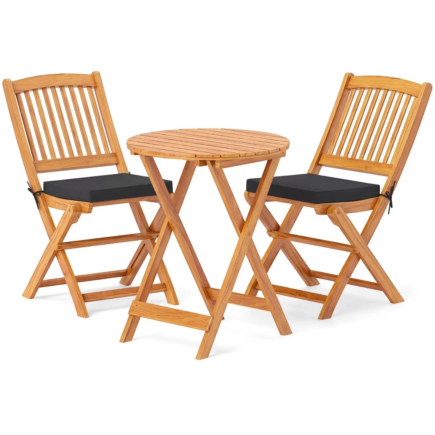 3-Piece Acacia Wood Folding Bistro Set with Cushions by DirectDeals