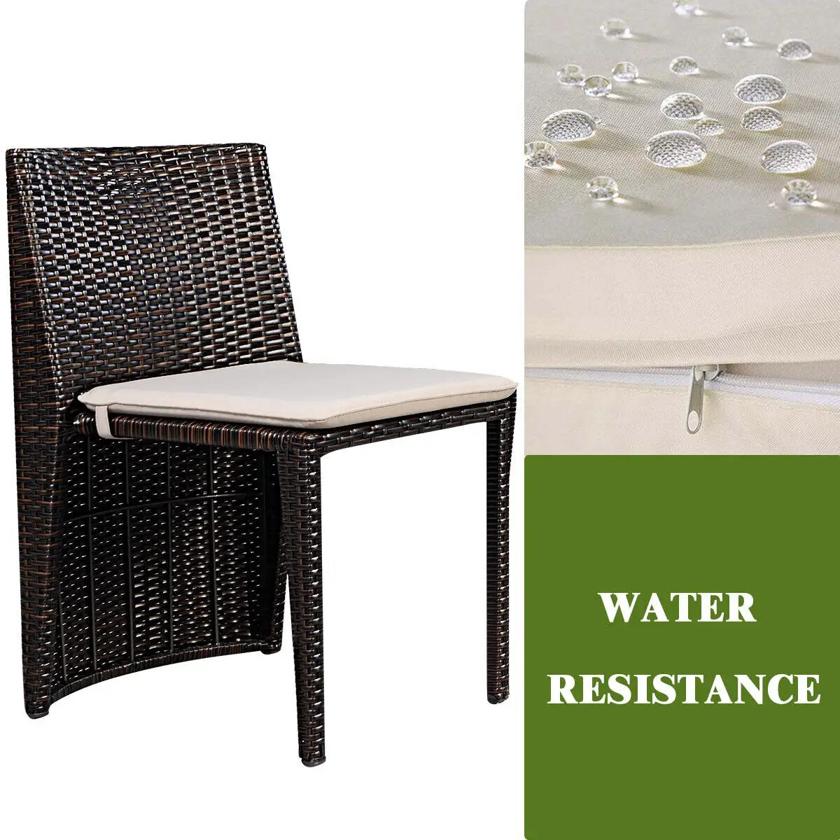 3 Pieces Cushioned Wicker Patio Bistro Set with No Assembly Needed by DirectDeals