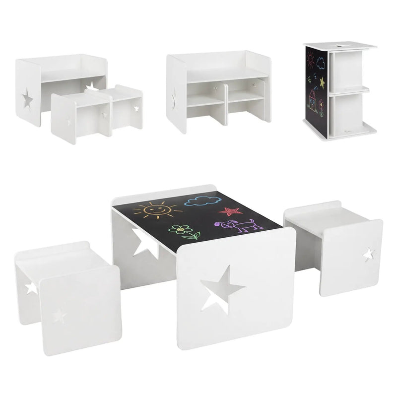 3 Pieces Kids Table and Chair Set Space-saving Toddler Table and 2 Chairs by DirectDeals