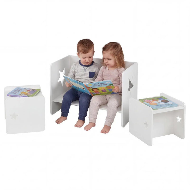 3 Pieces Kids Table and Chair Set Space-saving Toddler Table and 2 Chairs by DirectDeals