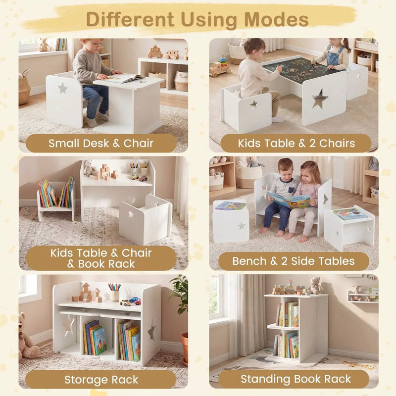 3 Pieces Kids Table and Chair Set Space-saving Toddler Table and 2 Chairs by DirectDeals