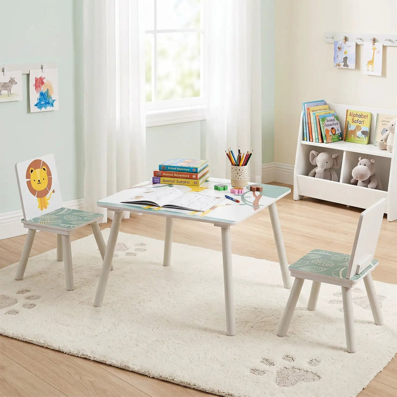 Kids Table and Chair Set with Animal Patterns (3-Piece) by DirectDeals