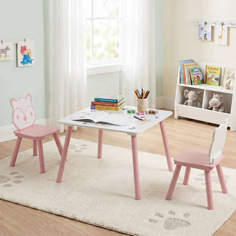 Kids Table and Chair Set with Animal Patterns, 3-Piece by DirectDeals