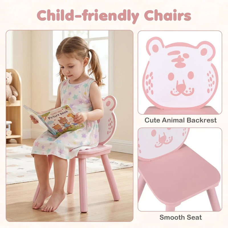 Kids Table and Chair Set with Animal Patterns, 3-Piece by DirectDeals