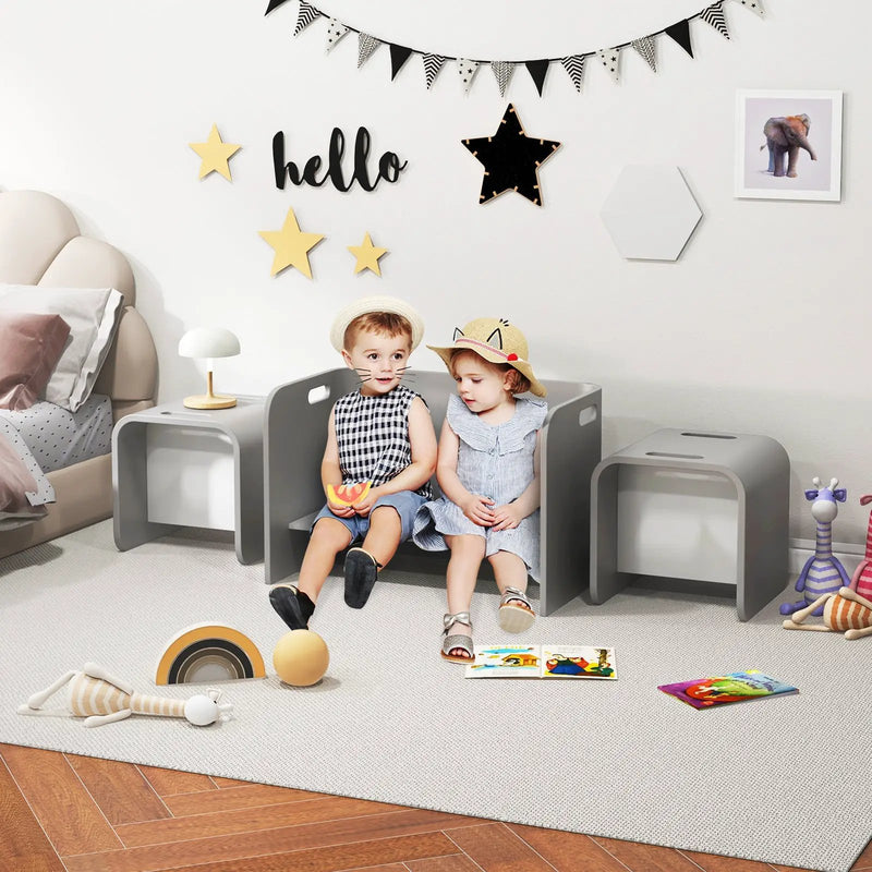 3 Pieces Kids Wooden Table and Chair Set by DirectDeals
