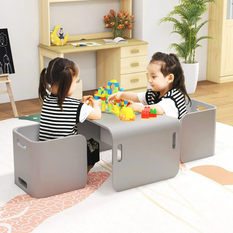 3 Pieces Kids Wooden Table and Chair Set by DirectDeals