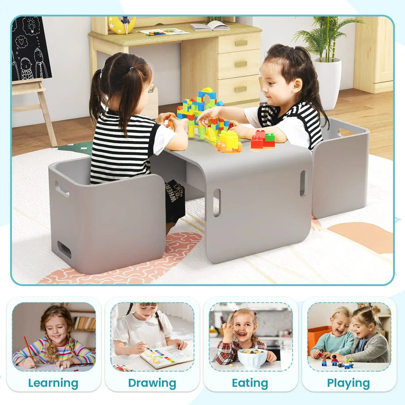 3 Pieces Kids Wooden Table and Chair Set by DirectDeals