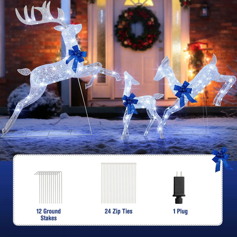 3 Pieces Lighted Christmas Reindeer Family Set with 255 Lights by DirectDeals