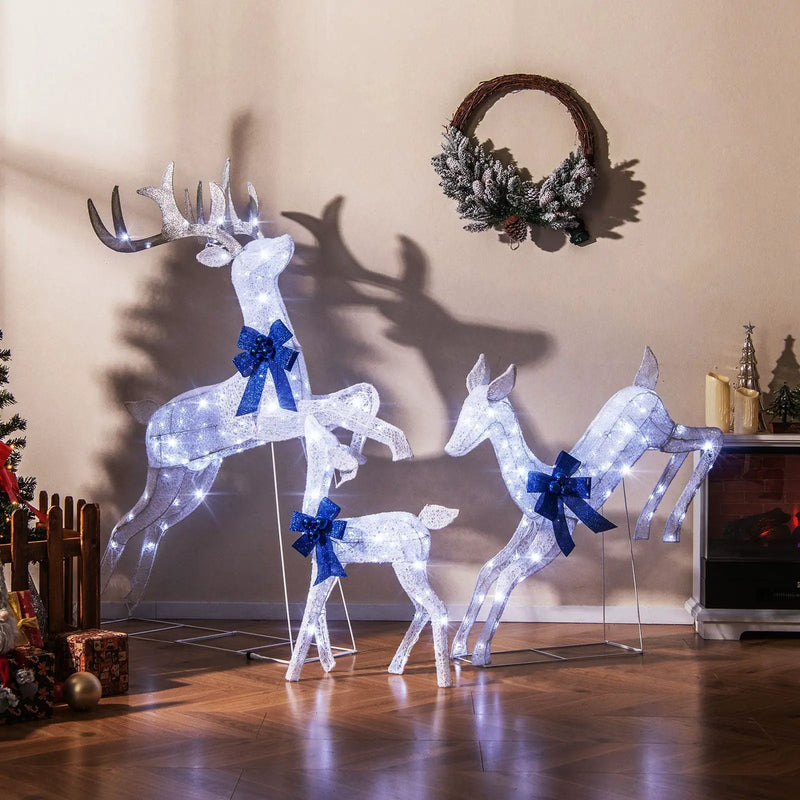 3 Pieces Lighted Christmas Reindeer Family Set with 255 Lights by DirectDeals