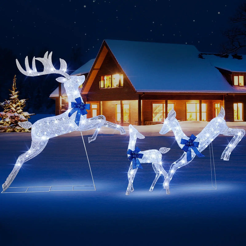 3 Pieces Lighted Christmas Reindeer Family Set with 255 Lights by DirectDeals