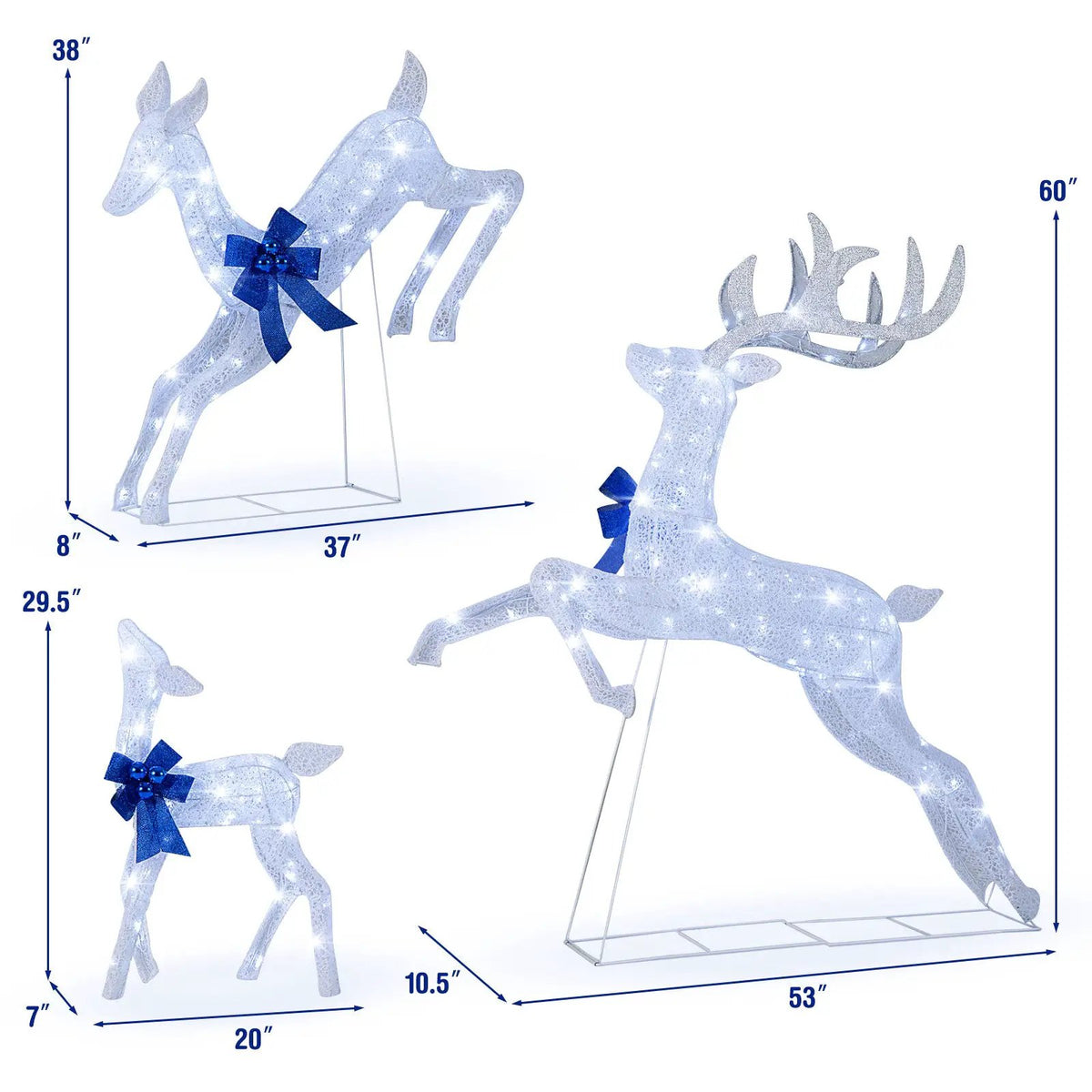 3 Pieces Lighted Christmas Reindeer Family Set with 255 Lights, photo 7 of 16