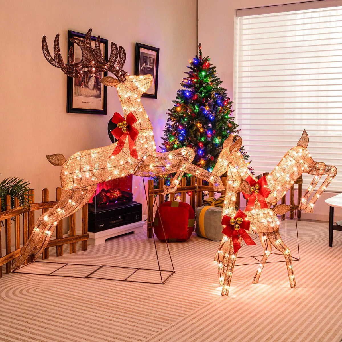 3 Pieces Lighted Christmas Reindeer Family Set with 255 Lights, photo 2 of 16