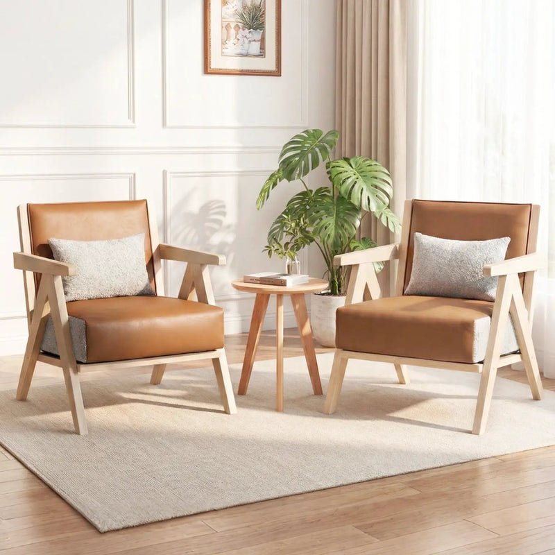3 Pieces Living Room Furniture Set with Rubber Wood Frame by DirectDeals
