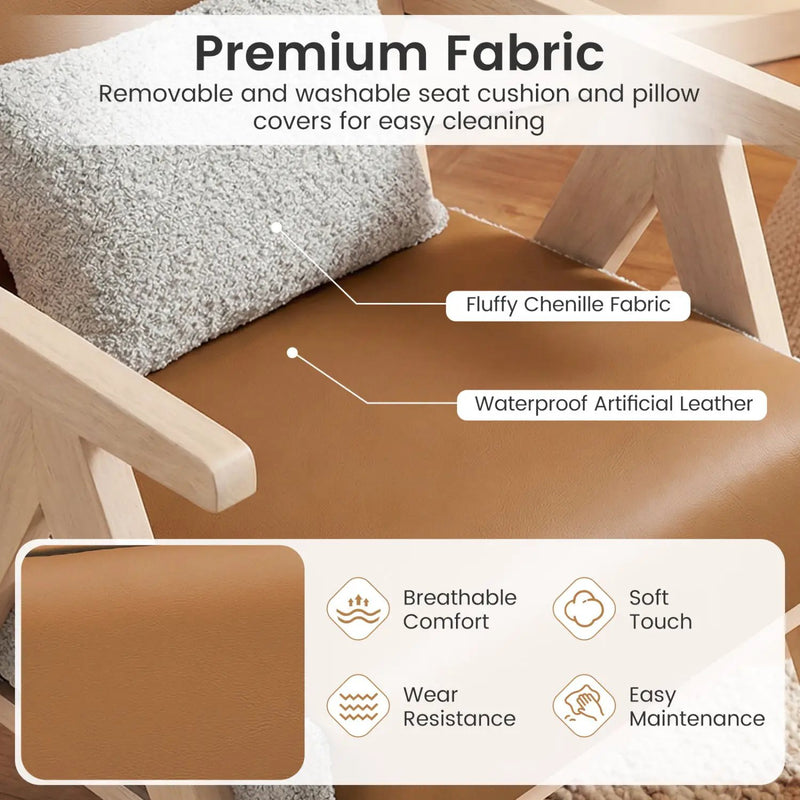 3 Pieces Living Room Furniture Set with Rubber Wood Frame by DirectDeals