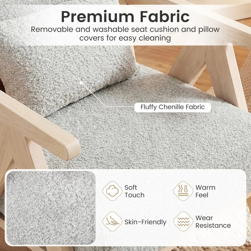 3 Pieces Living Room Furniture Set with Rubber Wood Frame by DirectDeals