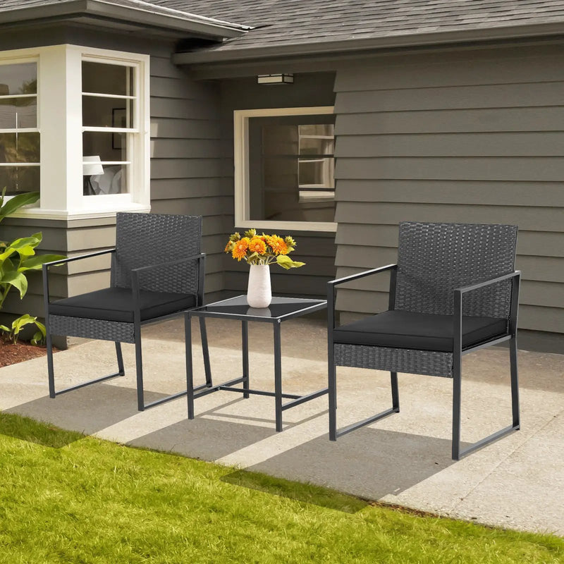 3 Pieces Modern Heavy Duty Patio Furniture Set with Coffee Table by DirectDeals