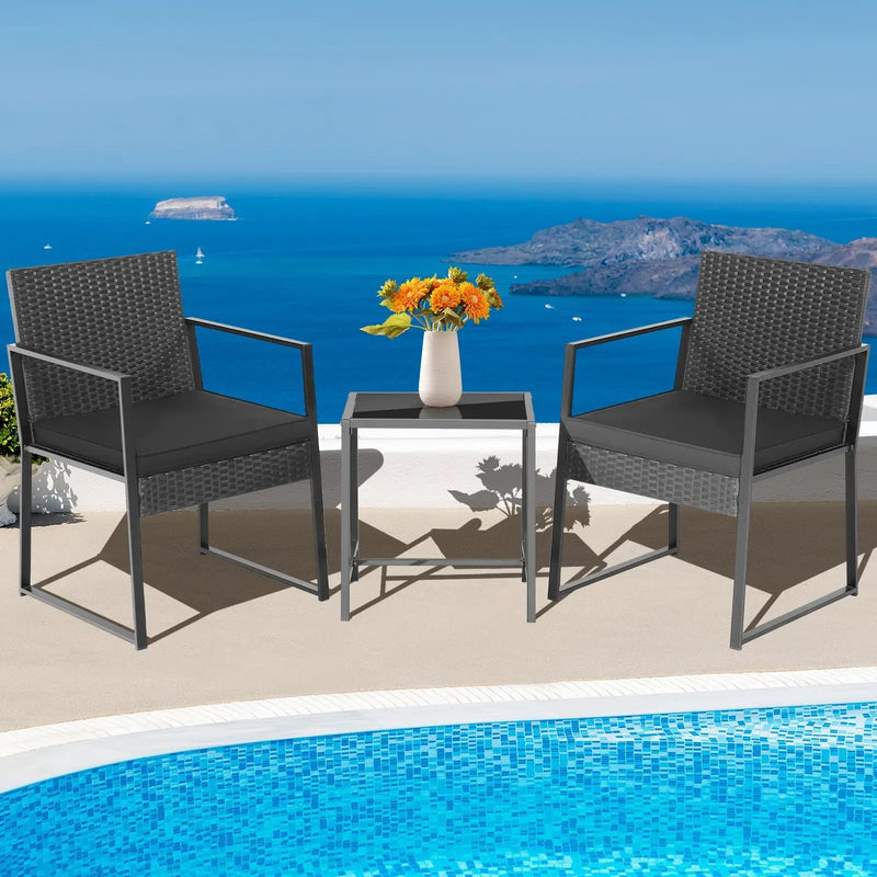 3 Pieces Modern Heavy Duty Patio Furniture Set with Coffee Table by DirectDeals
