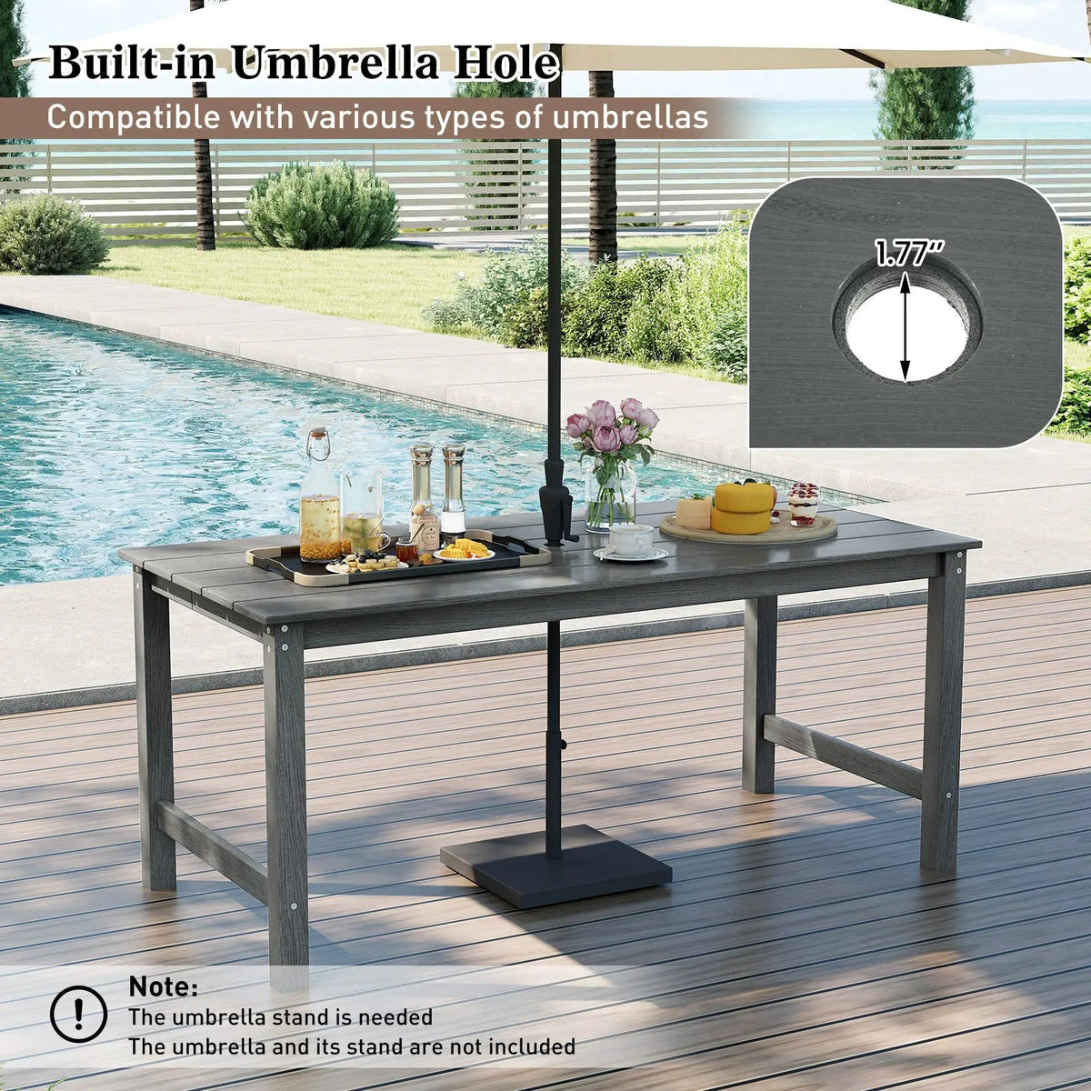 3 Pieces Outdoor Dining Table Set with 2 Benches, photo 16 of 16