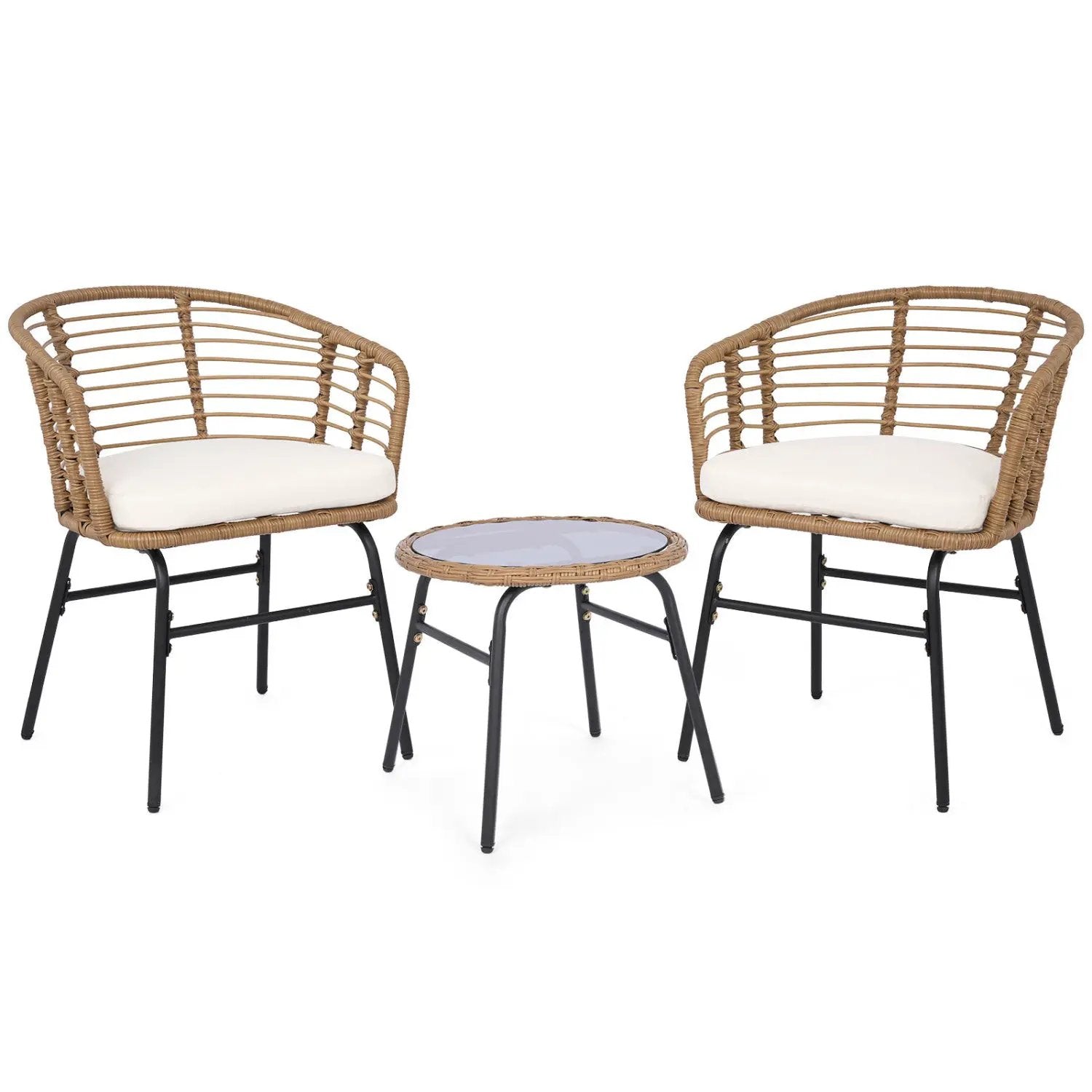 3-Piece Patio Conversation Set with Cushions by DirectDeals