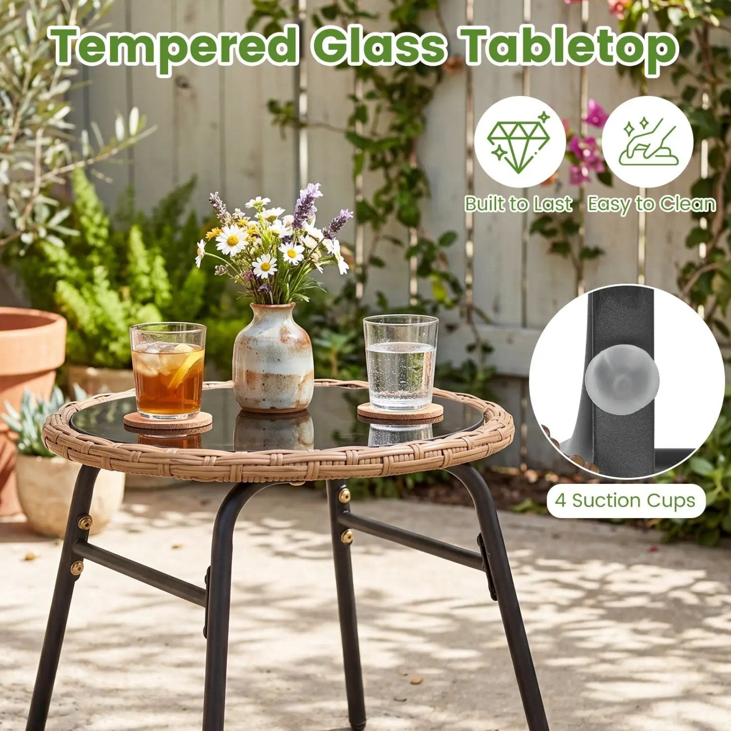 3-Piece Patio Conversation Set with Cushions by DirectDeals