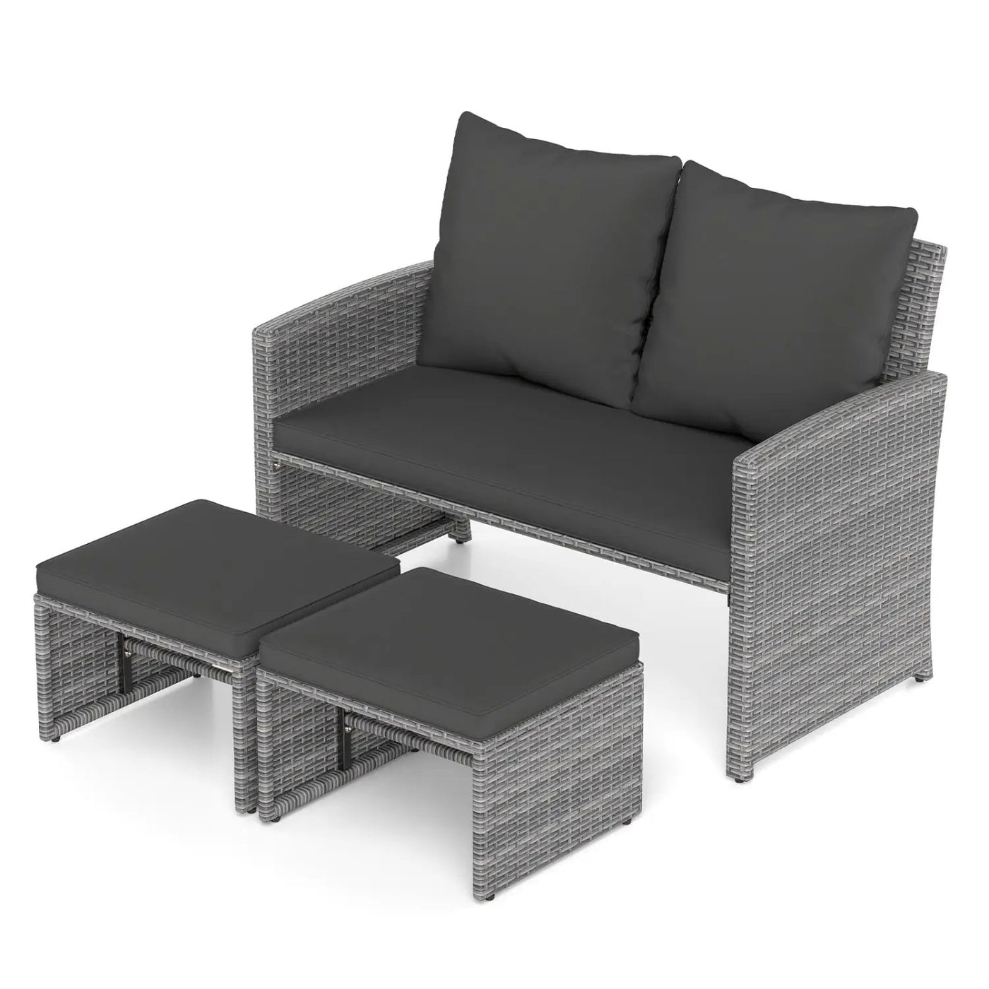 3-Piece Patio Conversation Set with Cushions by DirectDeals