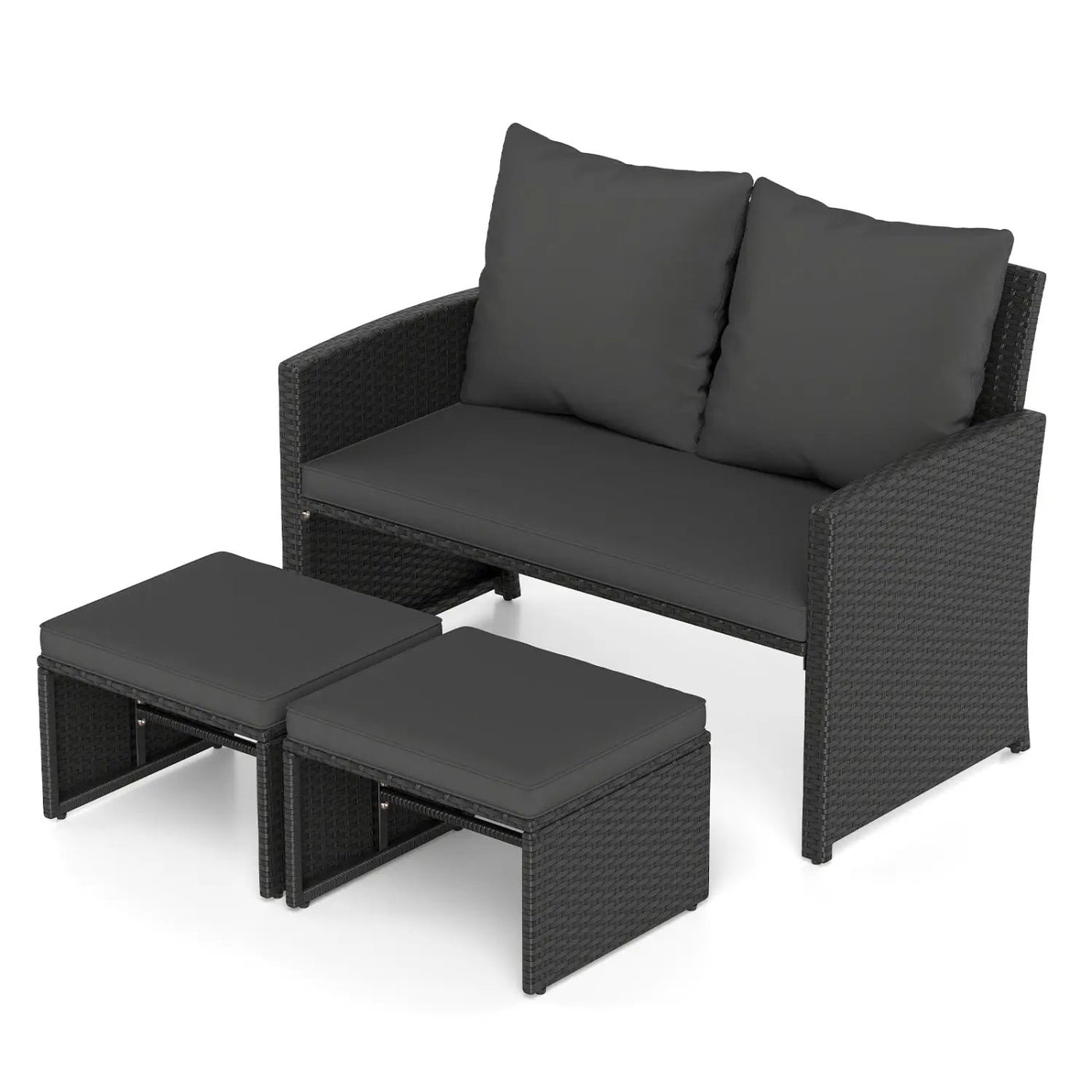 3-Piece Patio Conversation Set with Cushions by DirectDeals