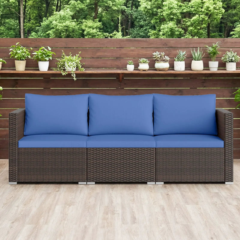 3 Pieces Patio Sectional Sofa Set with Soft Cushions by DirectDeals