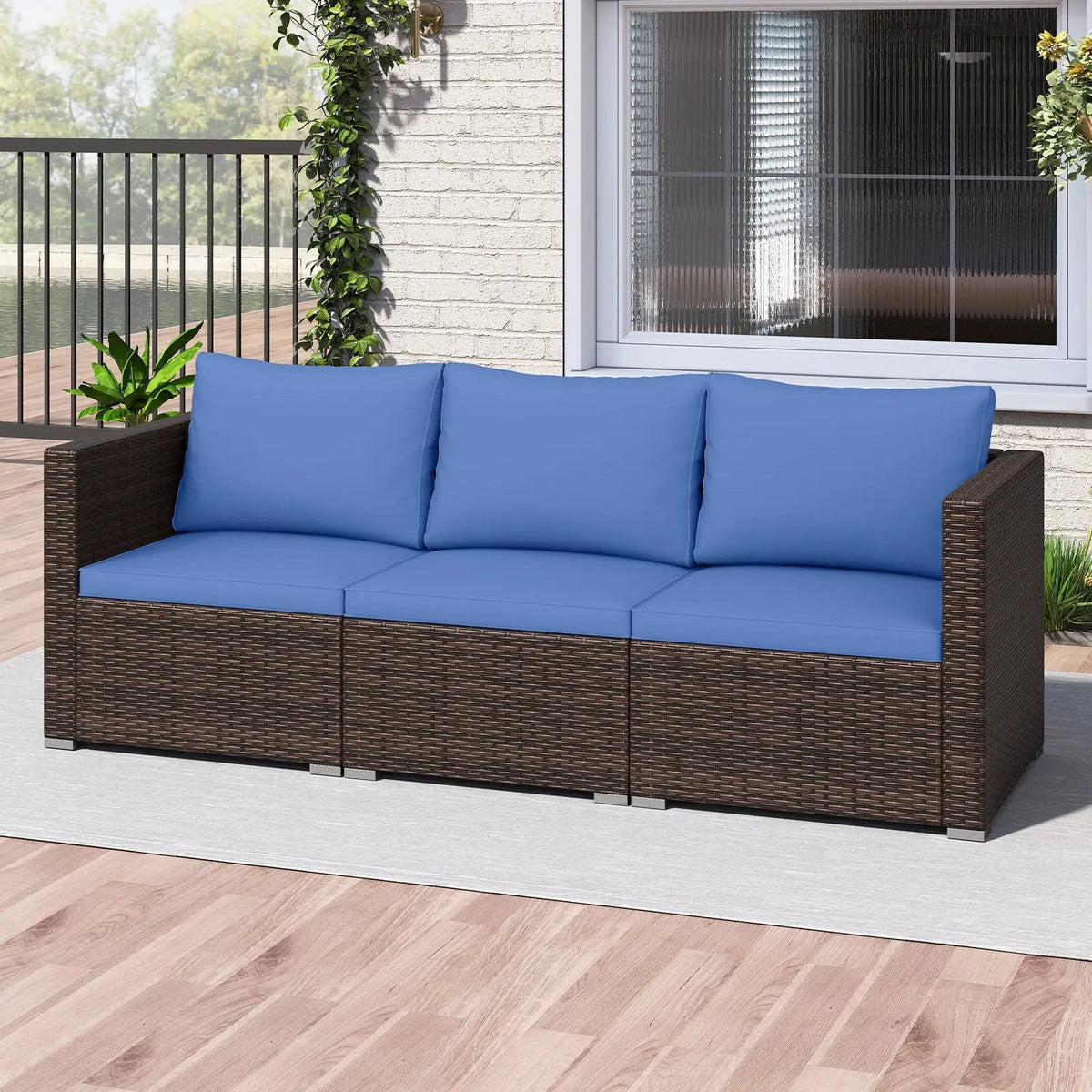 3 Pieces Patio Sectional Sofa Set with Soft Cushions, photo 17 of 24