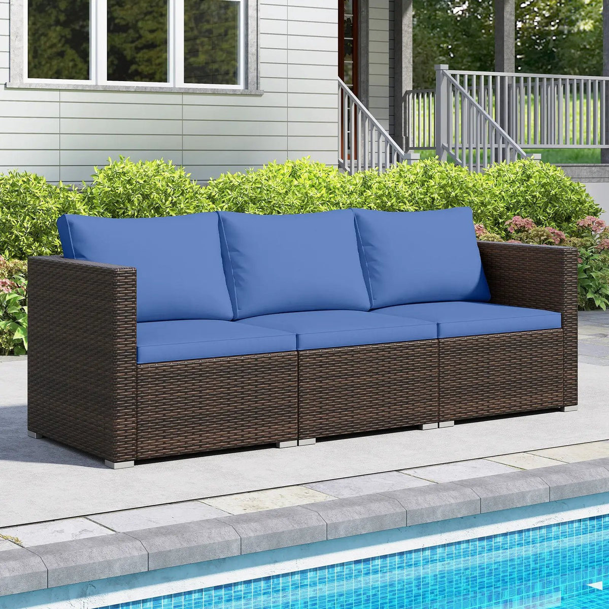 3 Pieces Patio Sectional Sofa Set with Soft Cushions, photo 20 of 24