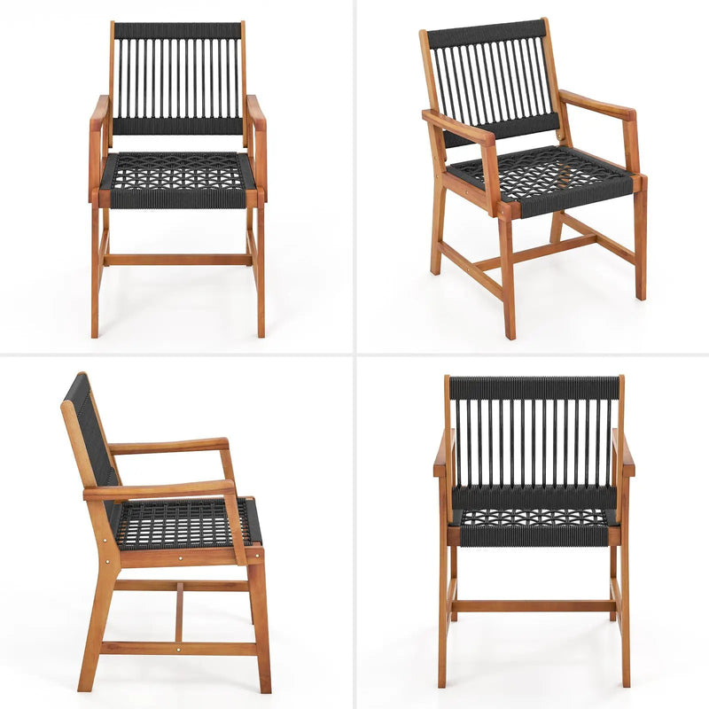 3 Pieces Acacia Wood Patio Furniture Set with Armchairs Coffee Table by DirectDeals
