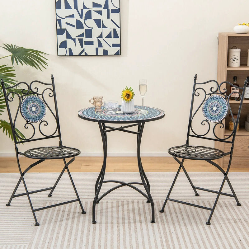 3 Piece Patio Bistro Set with Mosaic Pattern by DirectDeals
