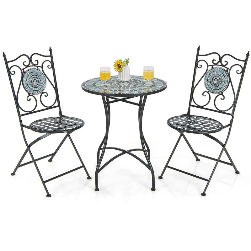 3 Pieces Mosaic Pattern Metal Dining Set by DirectDeals