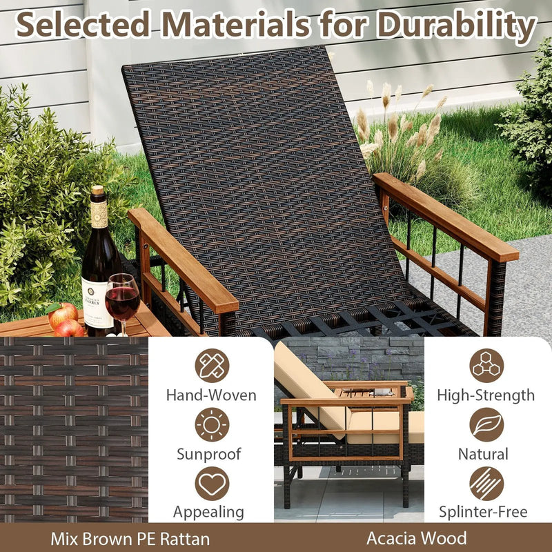 3 Pieces Patio Chaise Lounge Set for Poolside Backyard Porch by DirectDeals