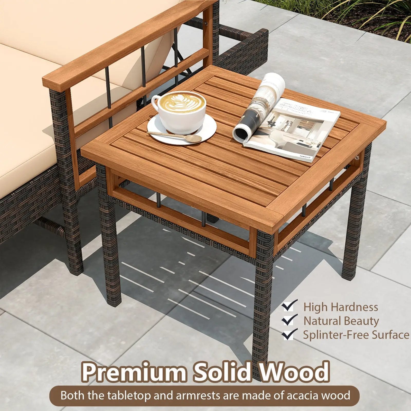 3 Pieces Patio Chaise Lounge Set for Poolside Backyard Porch by DirectDeals