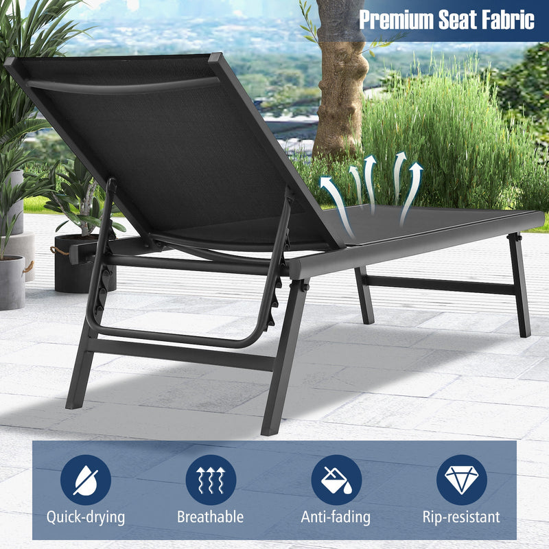 3 Pieces Patio Chaise Lounge Chair and Table Set for Poolside Yard by DirectDeals