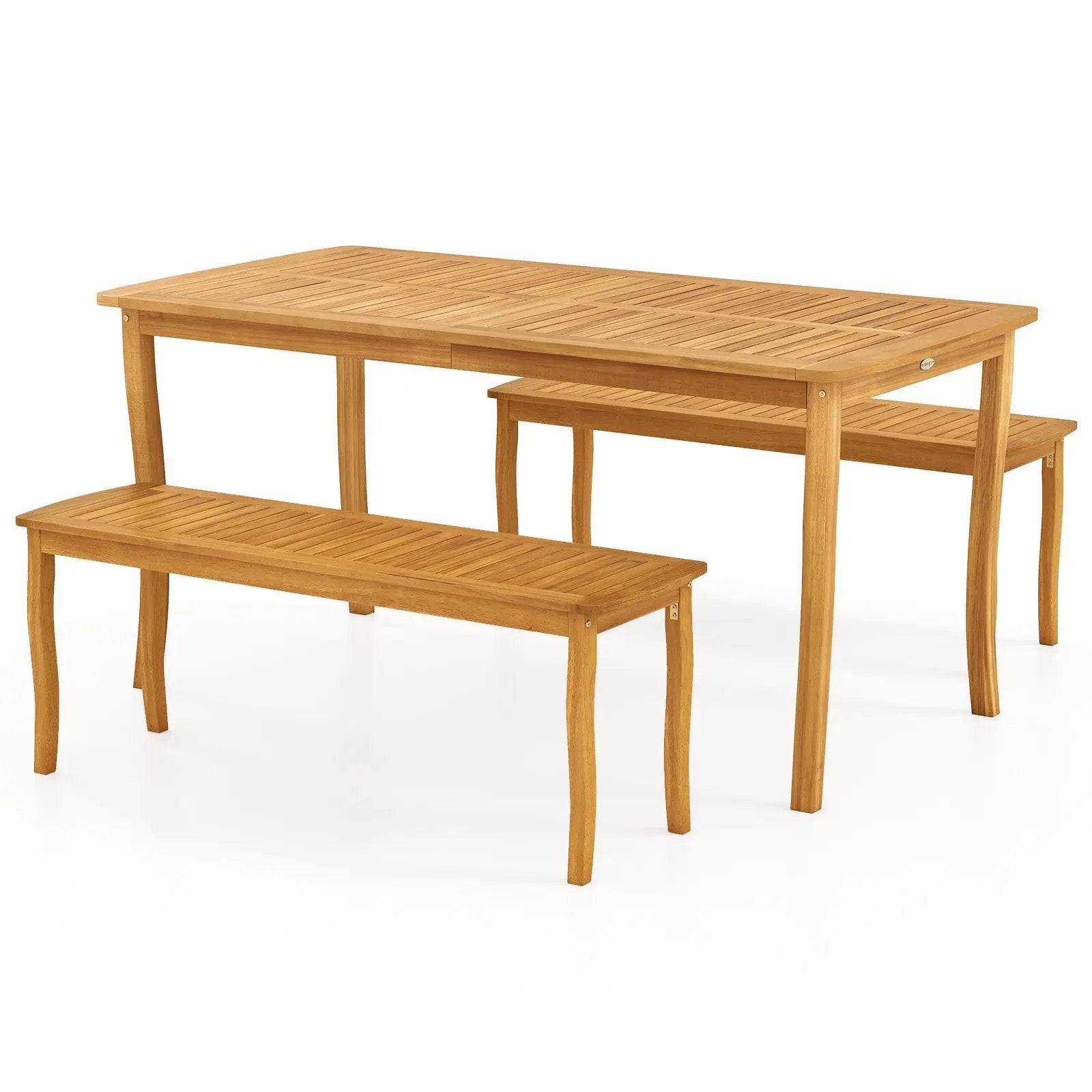 3 Pieces Patio Dining Set with Acacia Wood Outdoor Table and Benches by DirectDeals