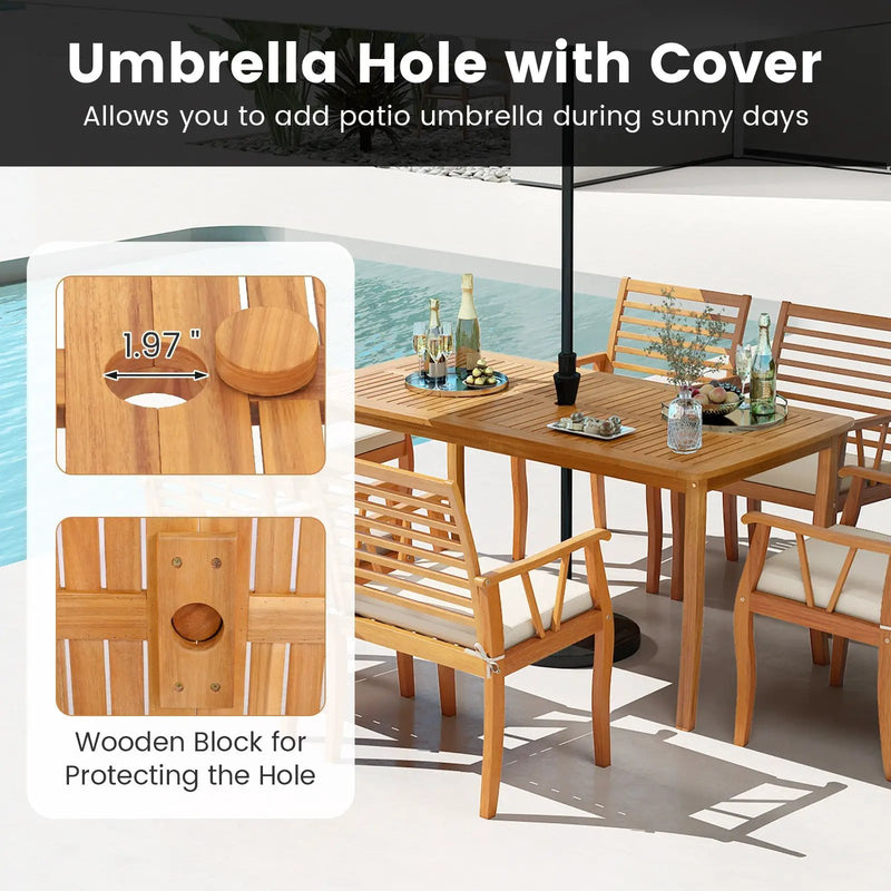 3 Pieces Patio Dining Set with Acacia Wood Outdoor Table and Benches by DirectDeals