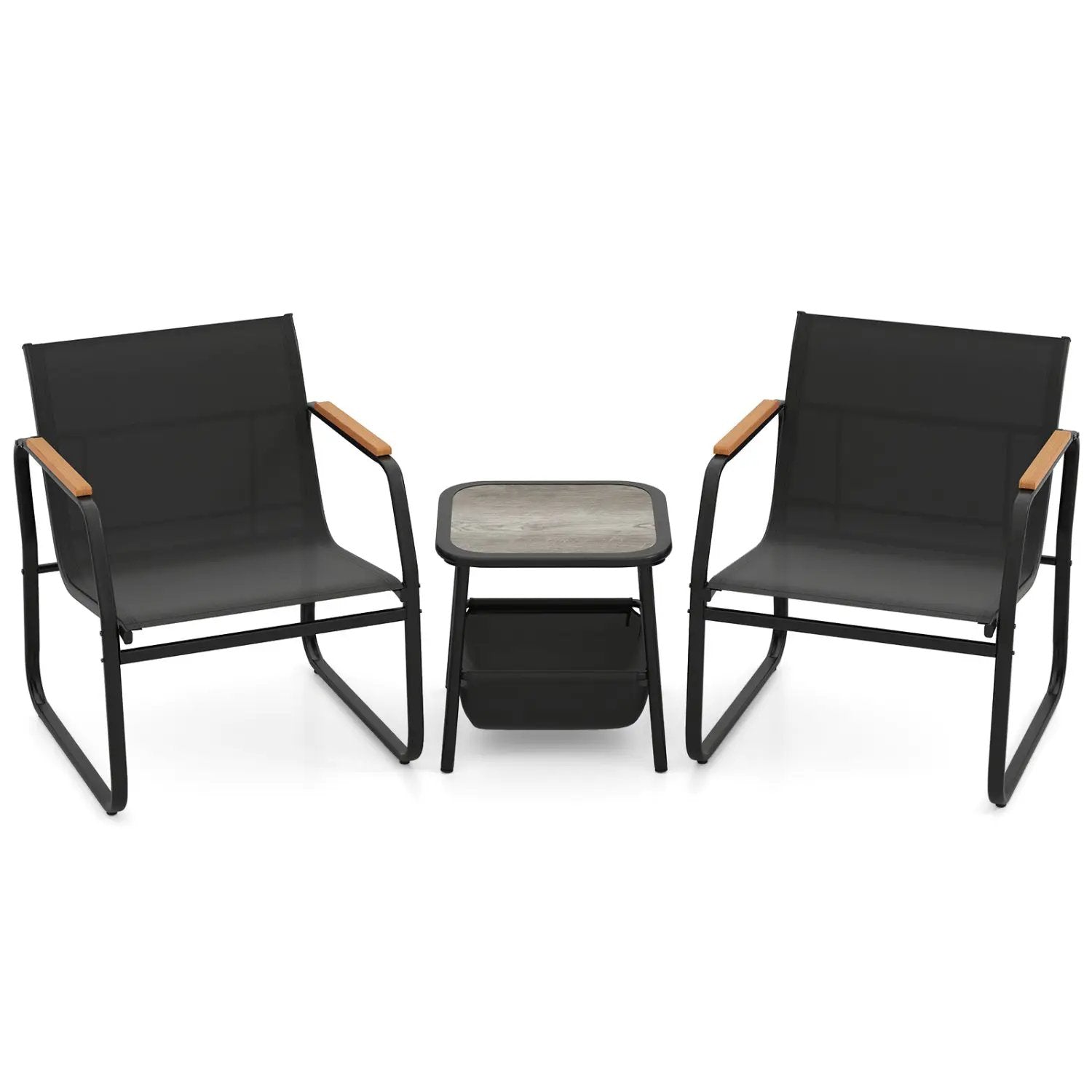 3 Pieces Patio Furniture Set Outdoor Bistro Conversation Set-Brown by DirectDeals