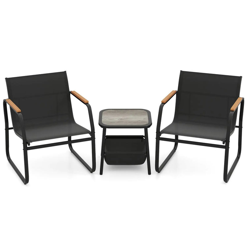 3 Pieces Patio Furniture Set Outdoor Bistro Conversation Set-Brown by DirectDeals