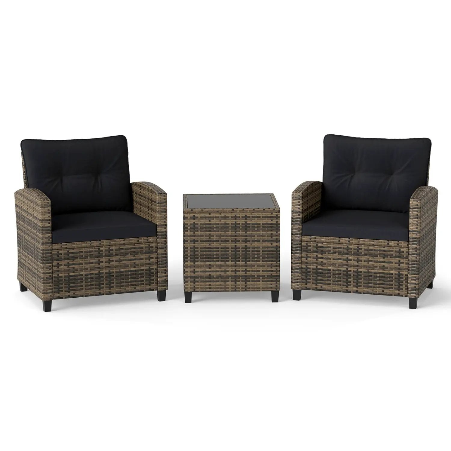 3-Piece Patio Conversation Set with Tempered Glass Table by DirectDeals