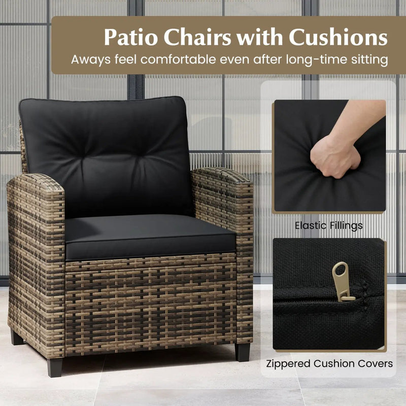 3-Piece Patio Conversation Set with Tempered Glass Table by DirectDeals