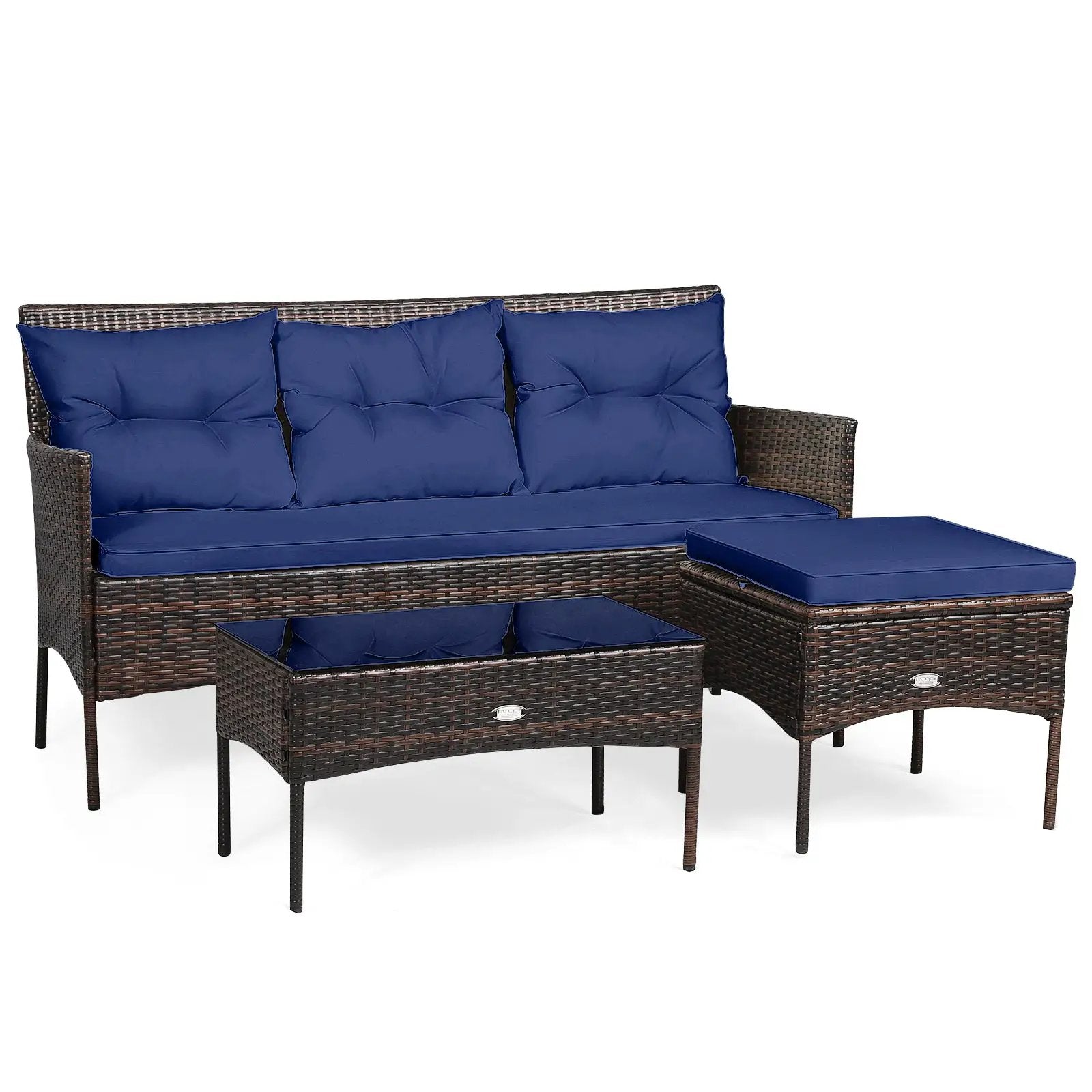 3 Pieces Patio Furniture Sectional Set with 5 Cozy by DirectDeals