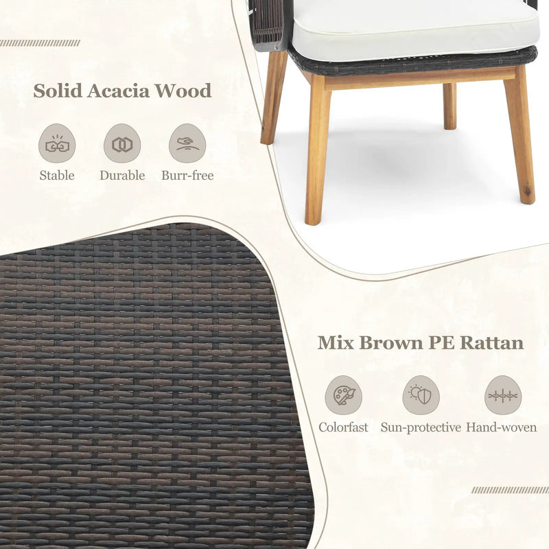 3 Pieces Patio Furniture Set with Cushioned Chairs and Tempered Glass Side Table by DirectDeals