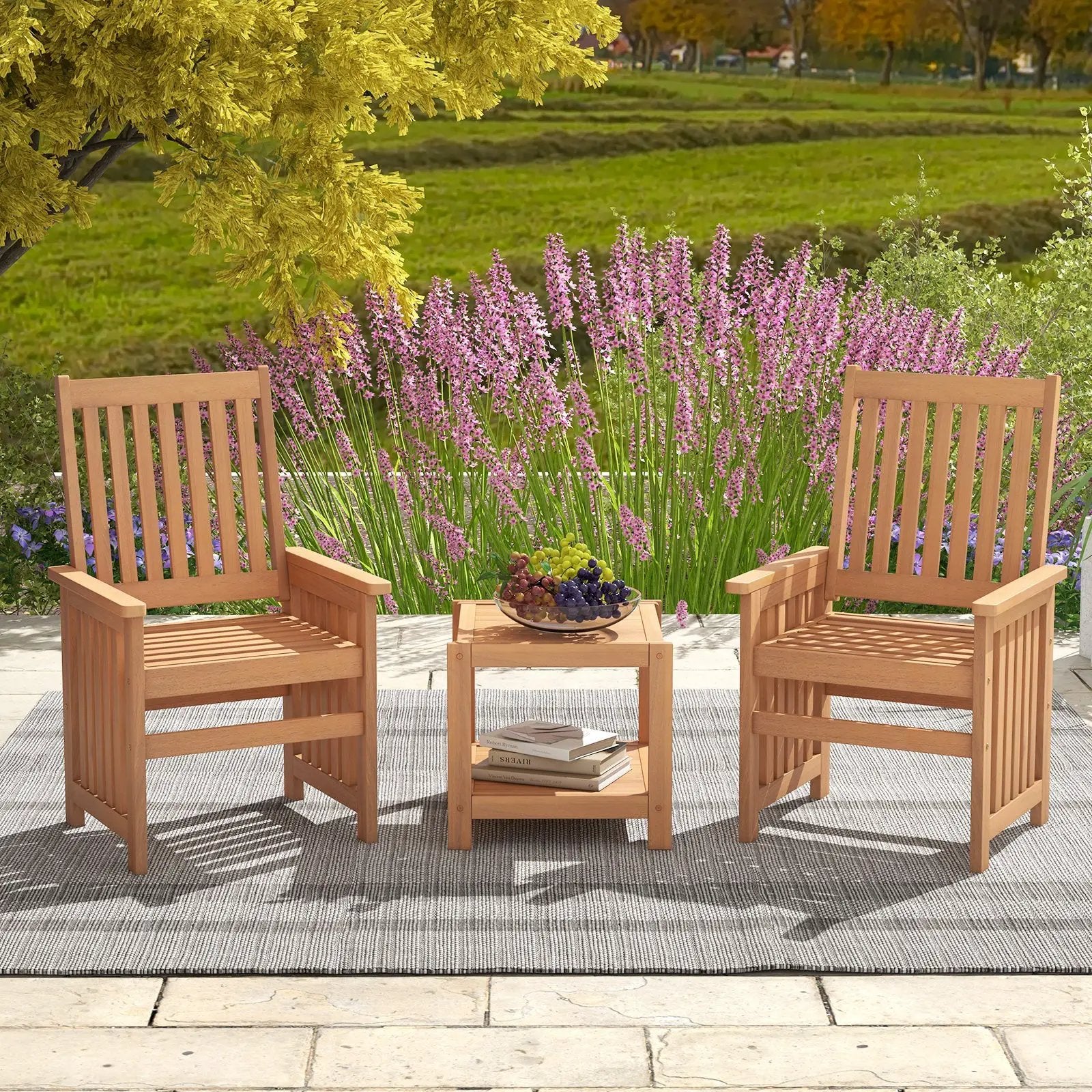 3 Pieces Patio Furniture Set with 1.5 Inch Umbrella Hole by DirectDeals