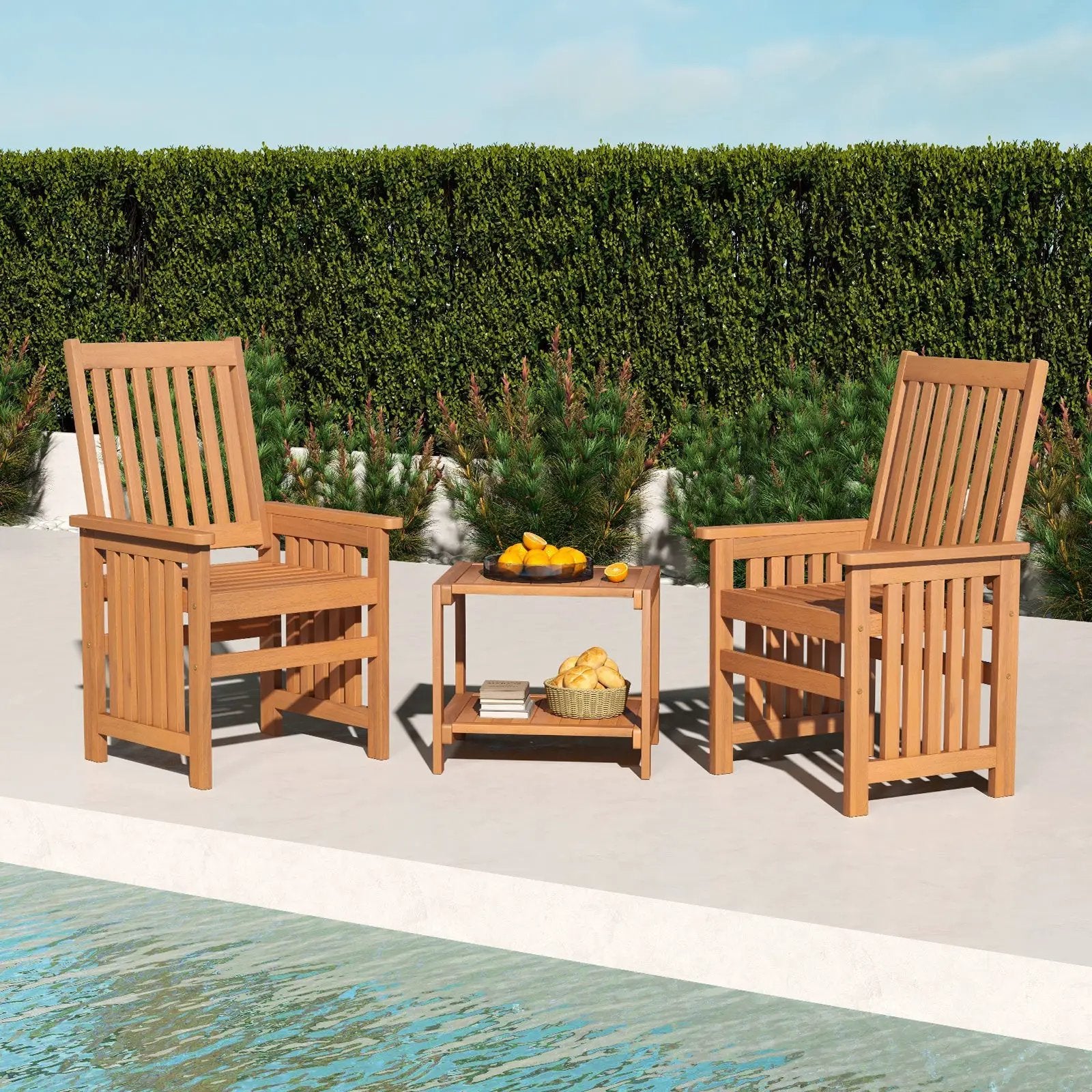 3 Pieces Patio Furniture Set with 1.5 Inch Umbrella Hole by DirectDeals